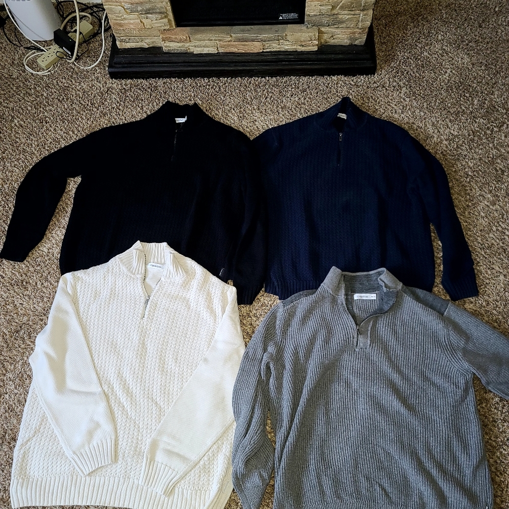 Mens lot of 4 xxl Calvin Klein 1/4 zipper sweaters